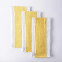 Harman Premium Quality 'Blocks' Kitchen Towel - Set of 3 (Yellow)