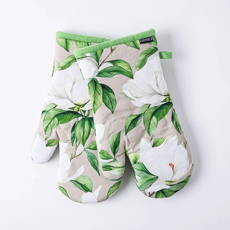 Harman Gourmet 'White Blossom' Cotton Oven Mitt - S/2 (White)