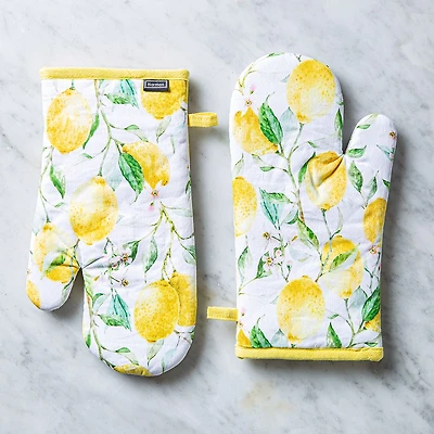 Harman Gourmet 'Fresh Lemon' Cotton Oven Mitt - S/2 (Yellow)