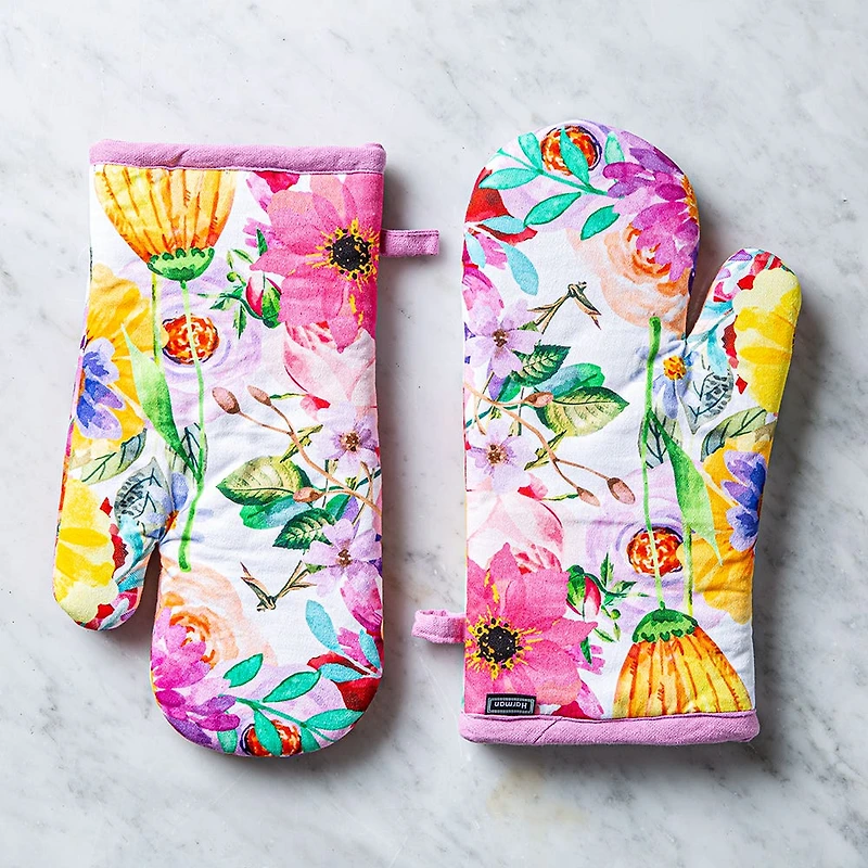 Harman Gourmet 'Mixed Floral' Cotton Oven Mitt - S/2