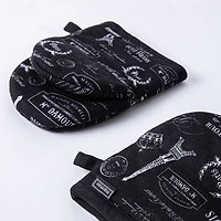 Harman Gourmet 'Paris Passport' Cotton Mini Oven Mitt Set/2 (Black)