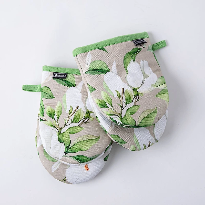 Harman Gourmet 'White Blossom' Cotton Mini Oven Mitt Set/2 (White)