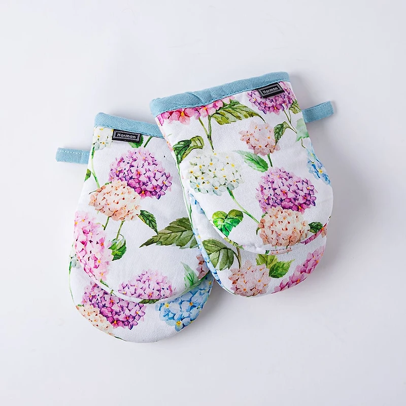 Harman Gourmet 'Hydrangea' Cotton Mini Oven Mitt Set/2