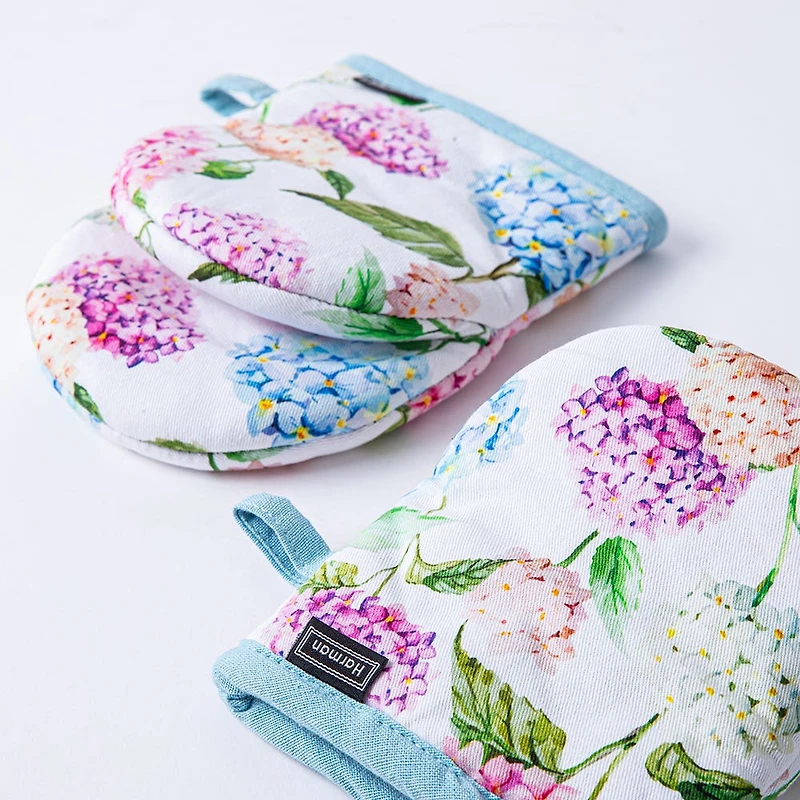 Harman Gourmet 'Hydrangea' Cotton Mini Oven Mitt Set/2