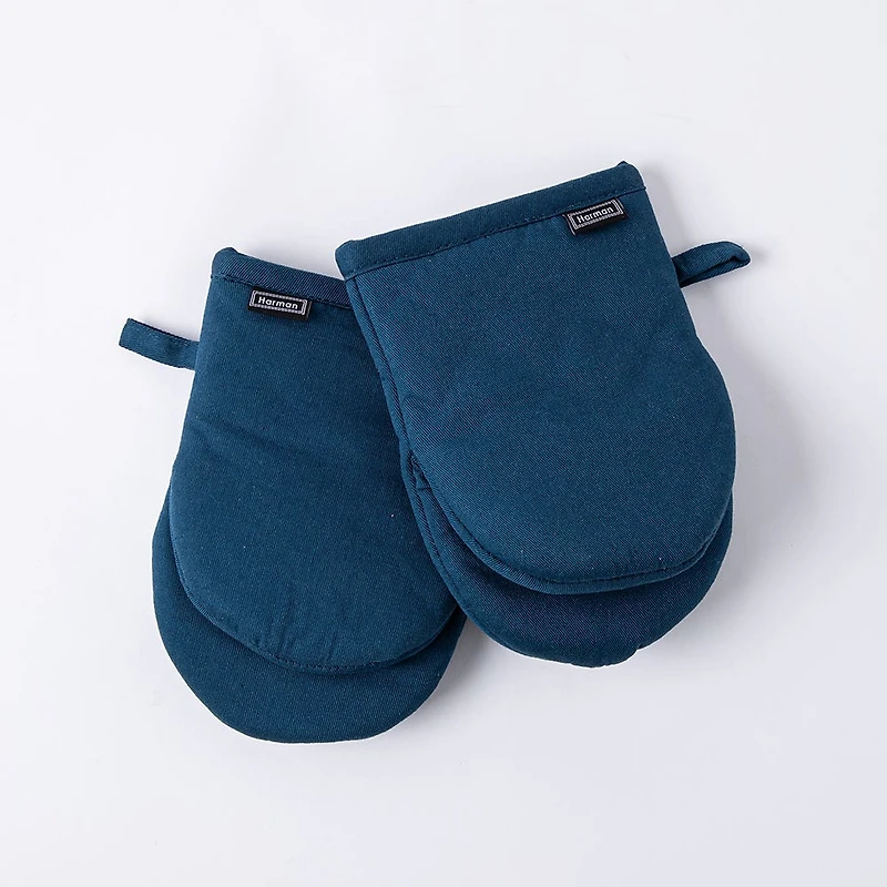 Harman Gourmet 'Solid' Cotton Mini Oven Mitt Set/2 (Navy)
