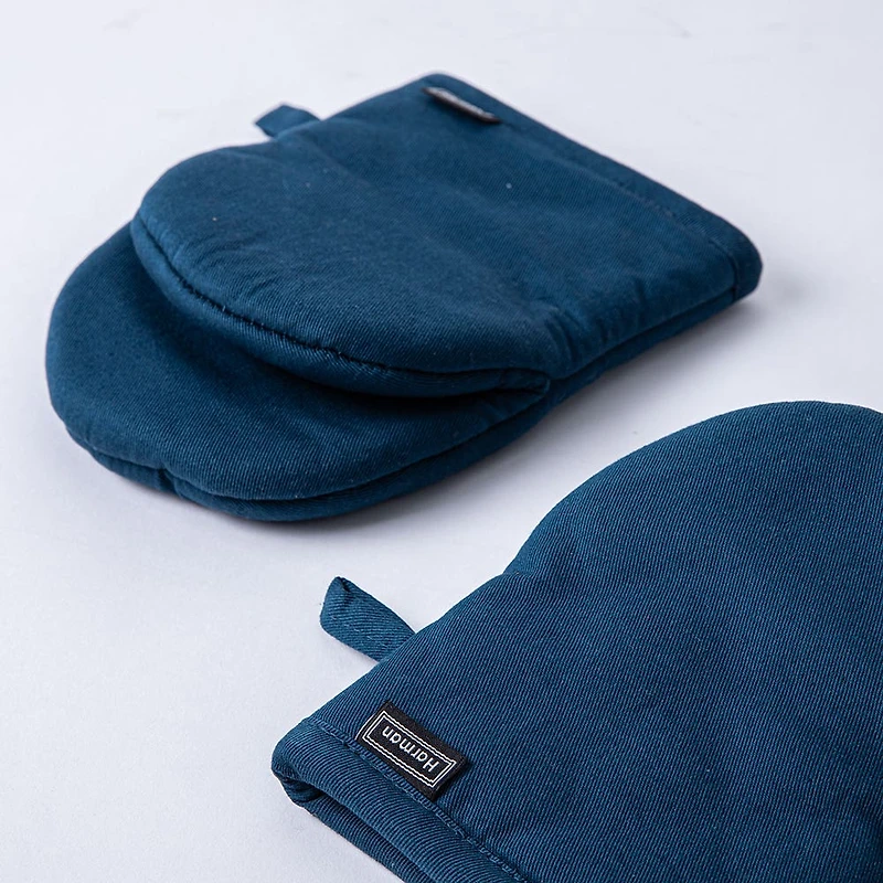 Harman Gourmet 'Solid' Cotton Mini Oven Mitt Set/2 (Navy)