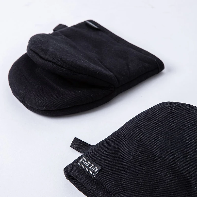 Harman Gourmet 'Solid' Cotton Mini Oven Mitt Set/2 (Black)