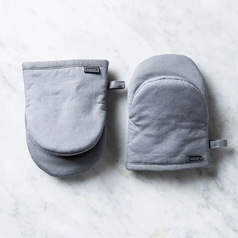 Harman Gourmet 'Solid' Cotton Mini Oven Mitt Set/2 (Grey)