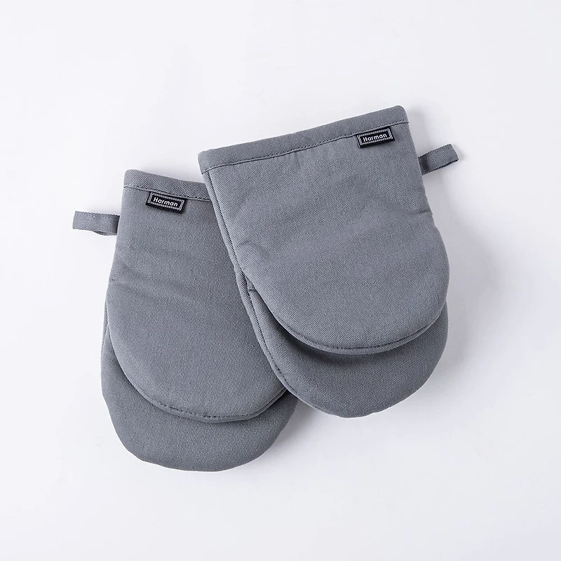 Harman Gourmet 'Solid' Cotton Mini Oven Mitt Set/2 (Grey)