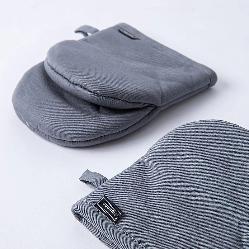 Harman Gourmet 'Solid' Cotton Mini Oven Mitt Set/2 (Grey)