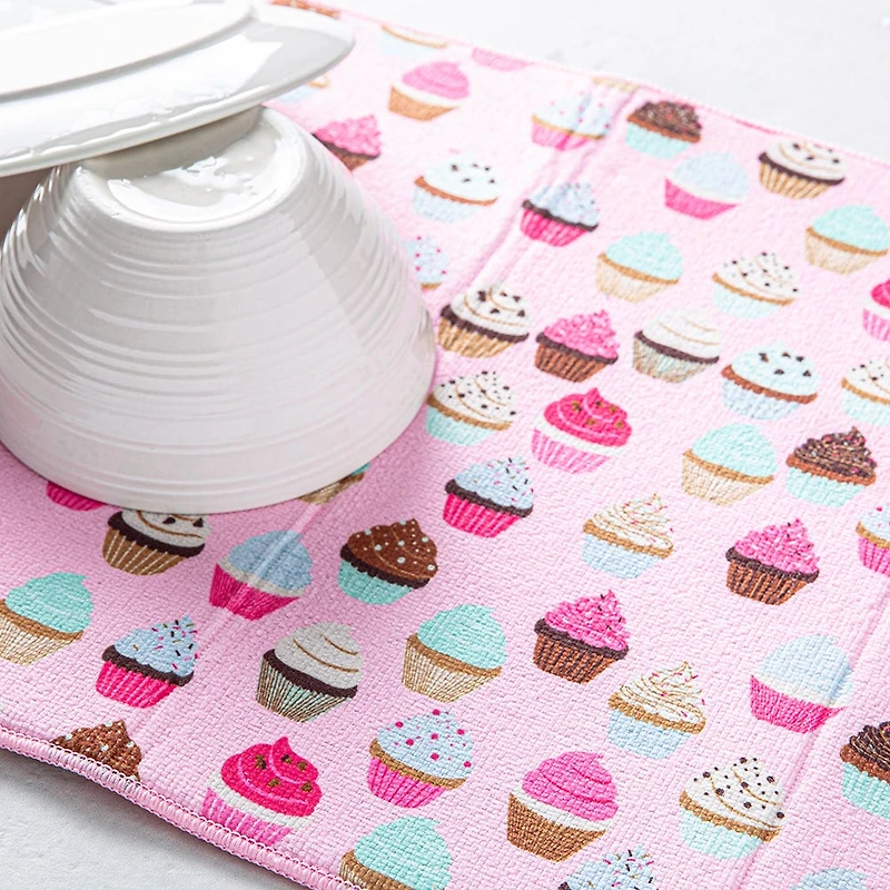 Harman Printed 'Cupcake' Microfibre Dish Drying Mat 15x20"