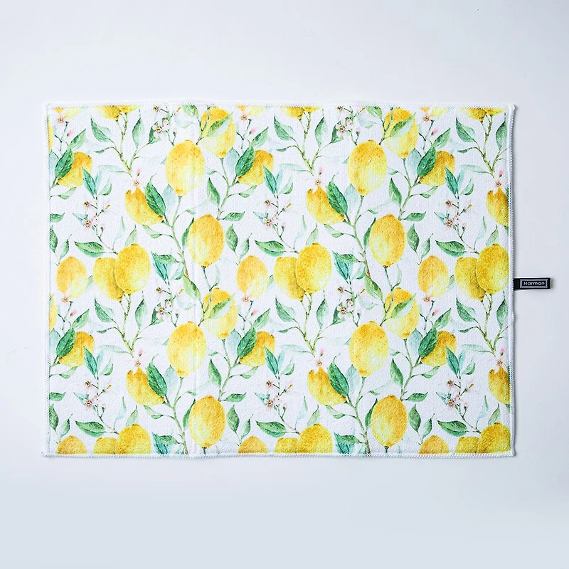 Harman Printed 'Fresh Lemon' Microfibre Dish Drying Mat 15x20"