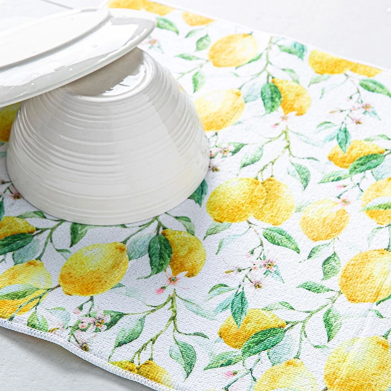 Harman Printed 'Fresh Lemon' Microfibre Dish Drying Mat 15x20"