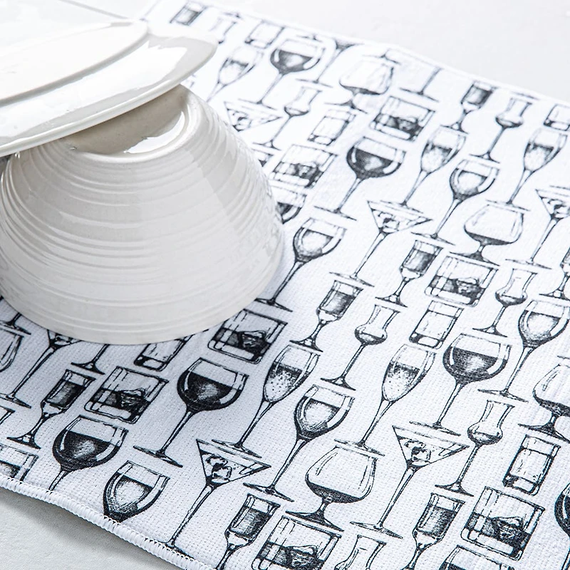 Harman Printed 'Cocktail Hour' Microfibre Dish Drying Mat 15x20"