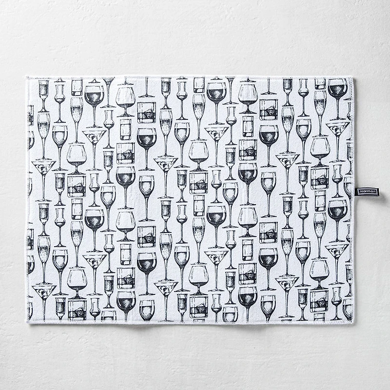 Harman Printed 'Cocktail Hour' Microfibre Dish Drying Mat 15x20"