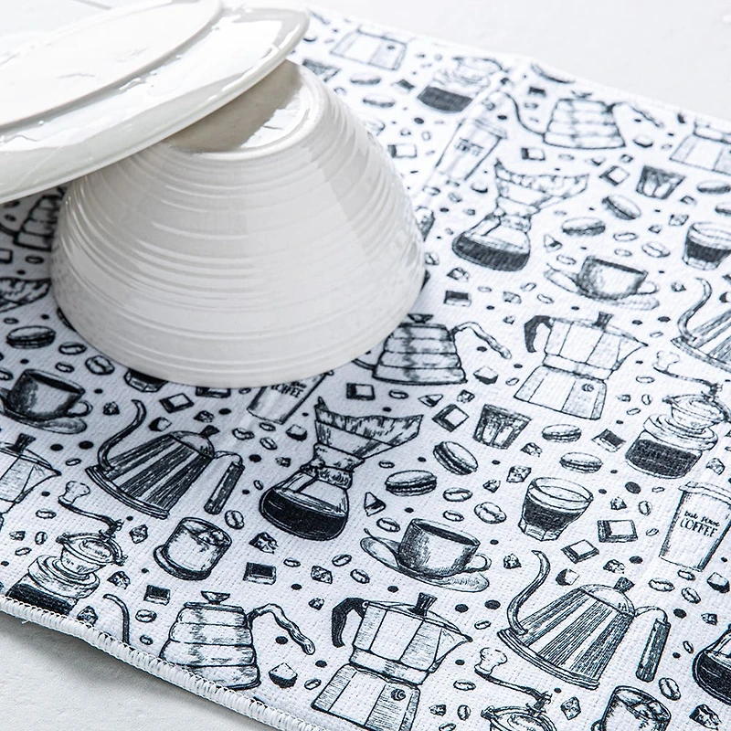 Harman Printed 'Freshly Brewed' Microfibre Dish Drying Mat 15x20"