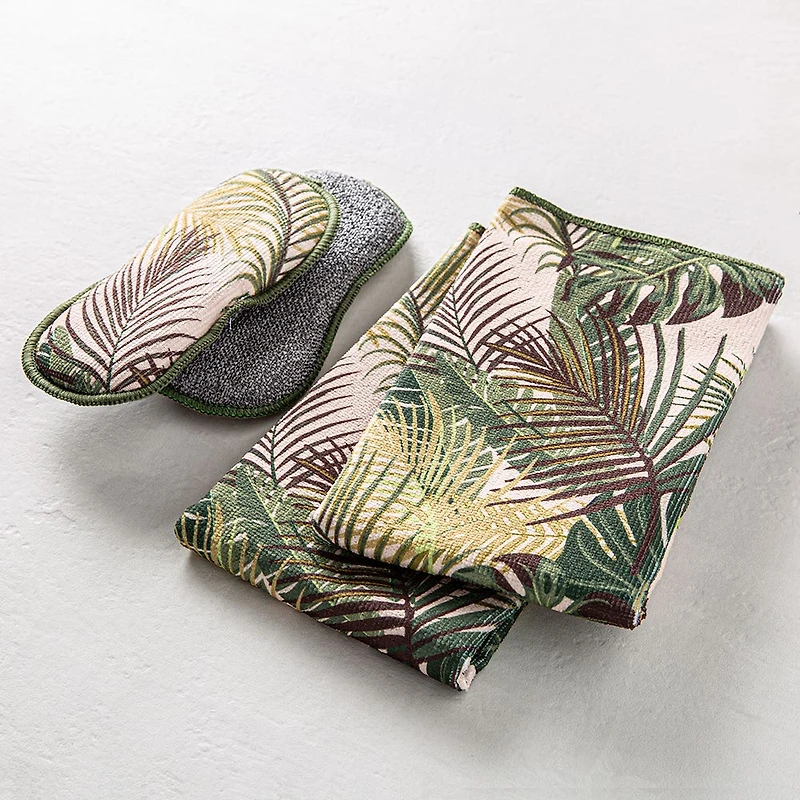Harman Microfiber 'Palm Leaf' Sponge & Cloth Cleaning Set/4