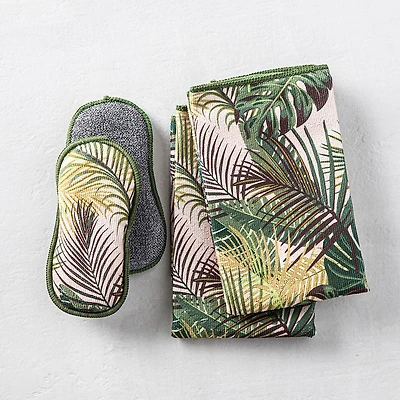 Harman Microfiber 'Palm Leaf' Sponge & Cloth Cleaning Set/4