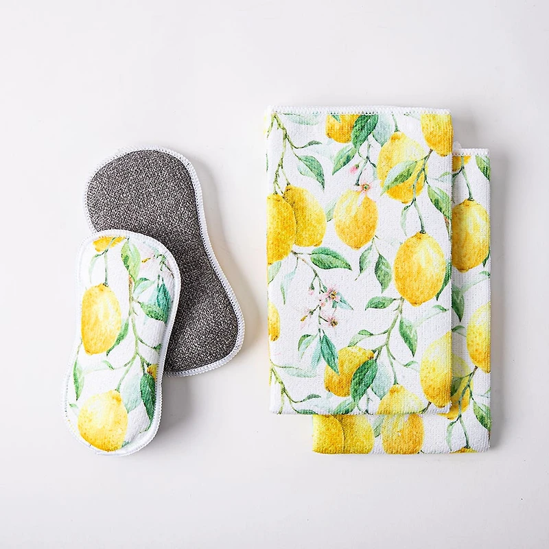 Harman Microfiber 'Fresh Lemon' Sponge & Cloth Cleaning Set/4