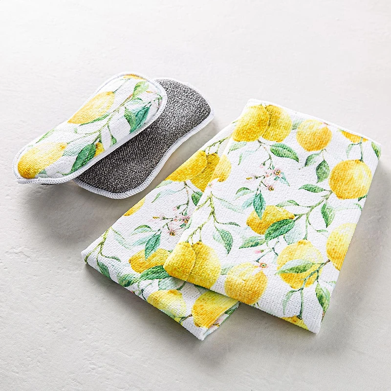 Harman Microfiber 'Fresh Lemon' Sponge & Cloth Cleaning Set/4