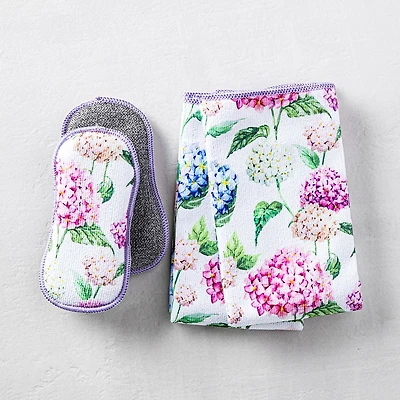Harman Microfiber 'Hydrangea' Sponge & Cloth Cleaning Set/4