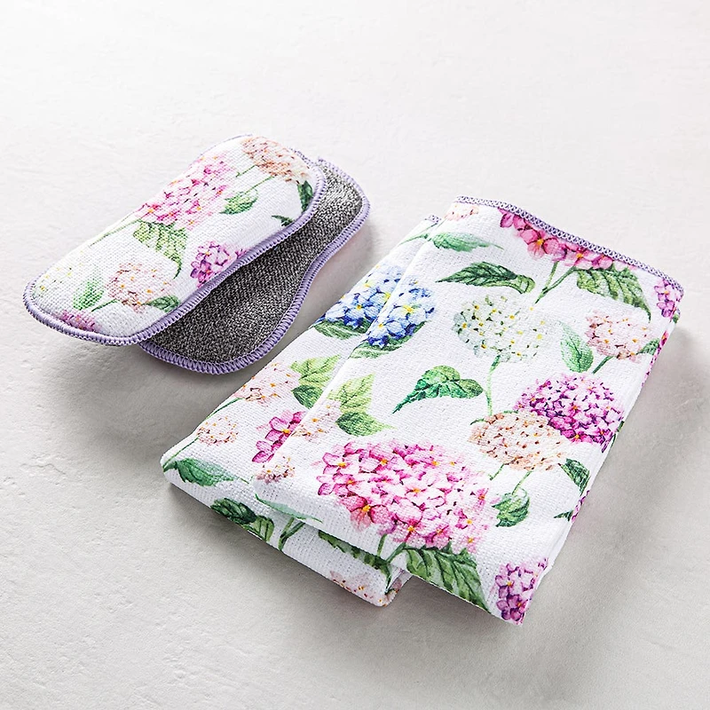 Harman Microfiber 'Hydrangea' Sponge & Cloth Cleaning Set/4