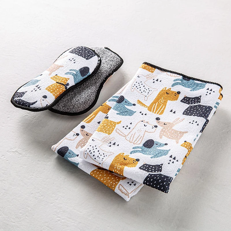 Harman Microfiber 'Dogs' Sponge & Cloth Cleaning Set/4