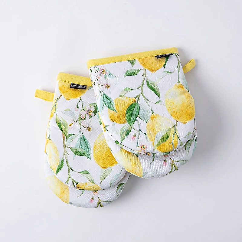 Harman Gourmet 'Fresh Lemon' Cotton Mini Oven Mitt Set/2 (Yellow)