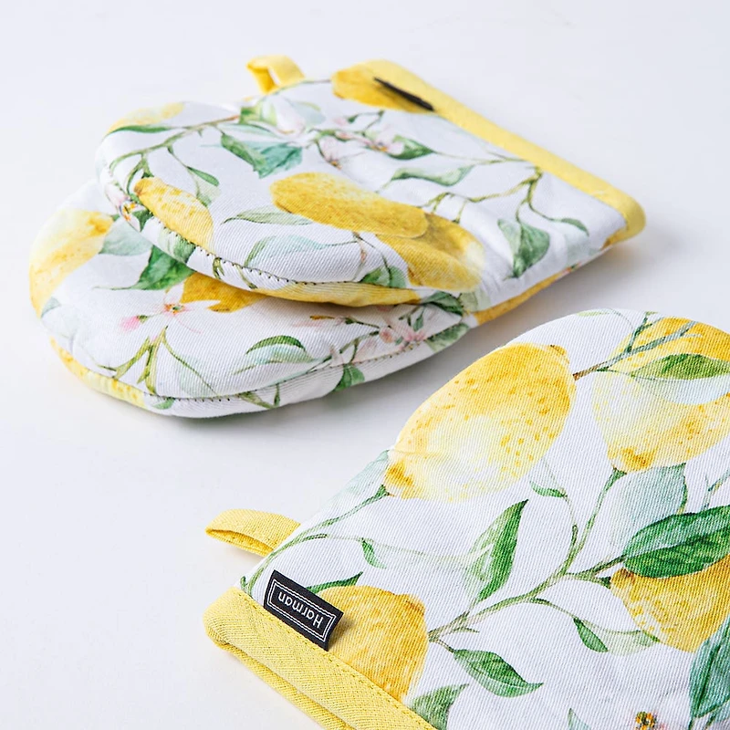 Harman Gourmet 'Fresh Lemon' Cotton Mini Oven Mitt Set/2 (Yellow)