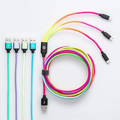 Connect Heavy Duty High-Speed '3-In-1' Charge & Sync Cable (Rainbow)