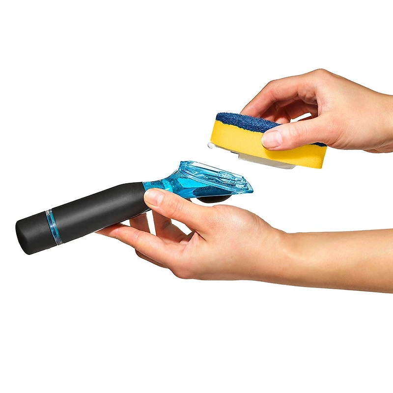 OXO Good Grips Sink Soap Dispensing Dish Scrub (Black/Blue/Yellow)