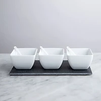 KSP Slate Porcelain Bowls with Tray & Spoons - Set of 7