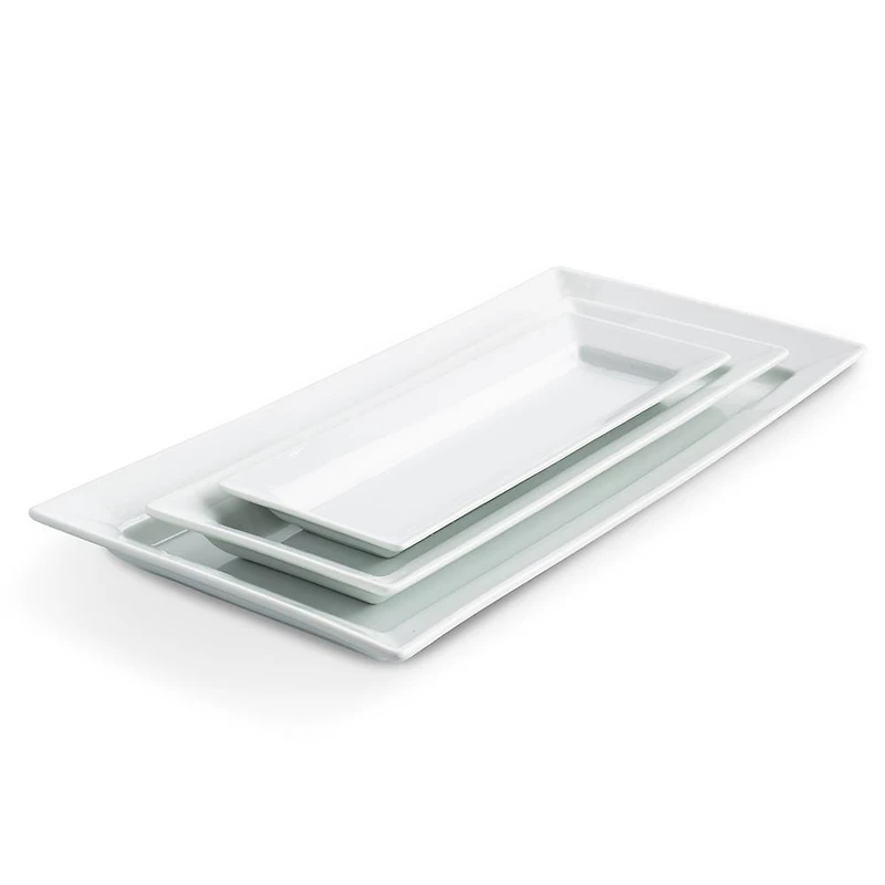 KSP Aurora Porcelain Rectangular Platter - Set of 3 (White)