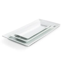 KSP Aurora Porcelain Rectangular Platter - Set of 3 (White)