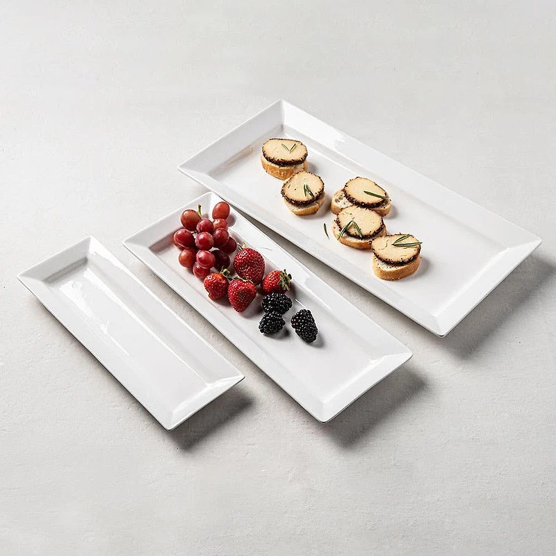KSP Aurora Porcelain Rectangular Platter - Set of 3 (White)