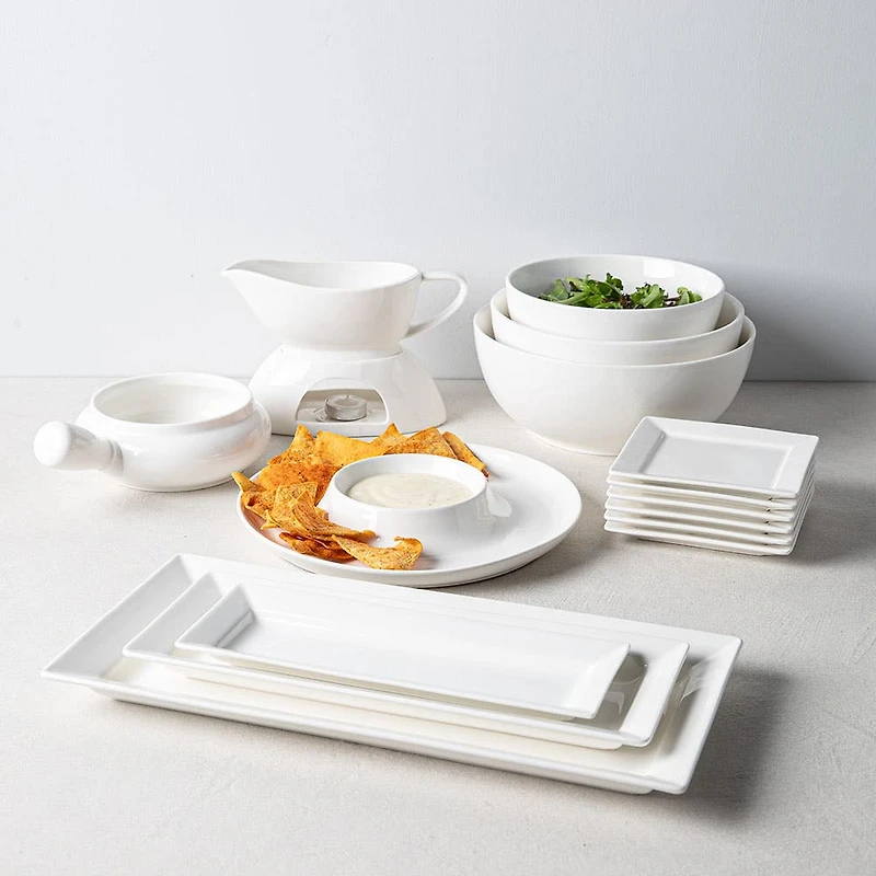 KSP Aurora Porcelain Rectangular Platter - Set of 3 (White)