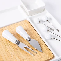 KSP Bamboo Porcelain Serve Platter - Set of 9 (White/Natural)