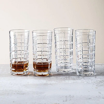 Godinger Radius Crystal-Cut Hi-Ball Glass - Set of 4 (13oz.)