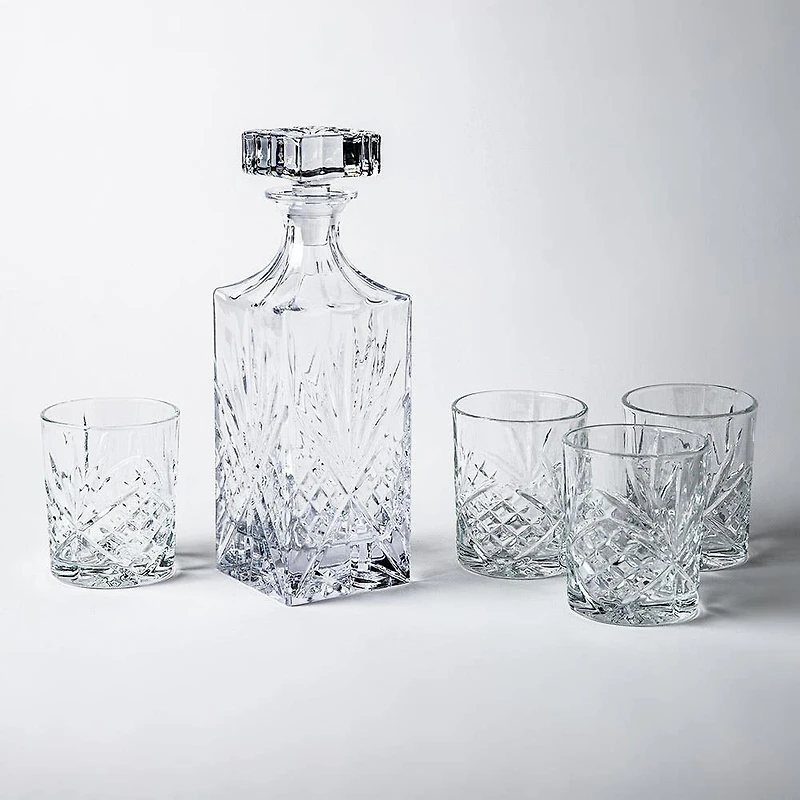 Godinger Dublin Crystal-Cut Whiskey Decanter Combo - Set of 5