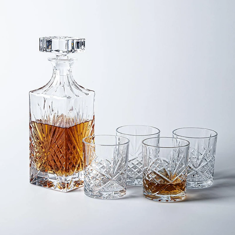Godinger Dublin Crystal-Cut Whiskey Decanter Combo - Set of 5