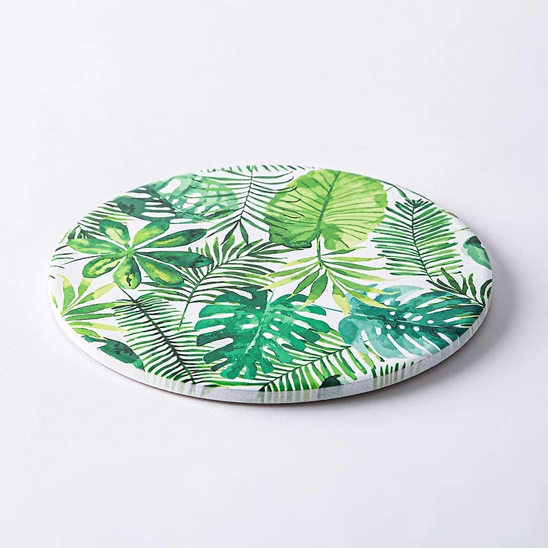 KSP Ceramica 'Palm Fern' Printed Ceramic Trivet 20cm (Green/White)
