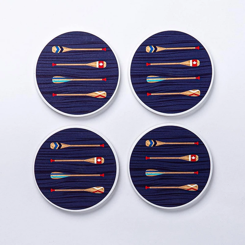 KSP Ceramica 'Paddle' Printed Ceramic Coaster - Set/4