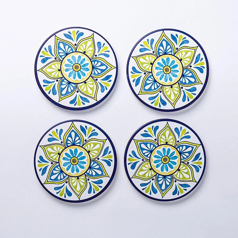 KSP Ceramica 'Madrid' Printed Ceramic Coaster - Set/4