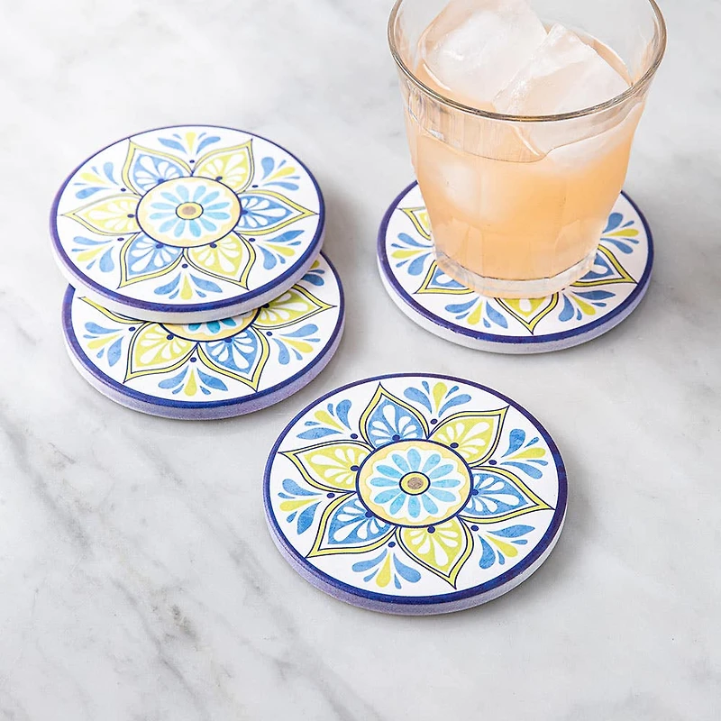 KSP Ceramica 'Madrid' Printed Ceramic Coaster - Set/4