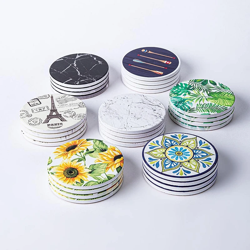 KSP Ceramica 'Marble' Printed Ceramic Coaster - Set/4 (White)