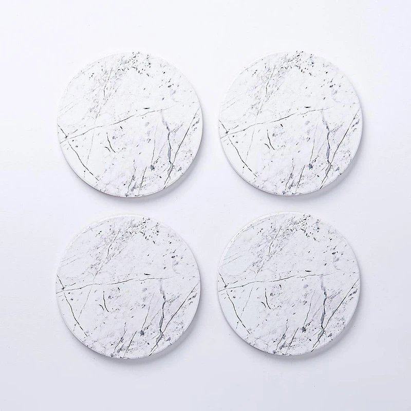 KSP Ceramica 'Marble' Printed Ceramic Coaster - Set/4 (White)