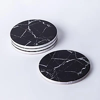 KSP Ceramica 'Marble' Printed Ceramic Coaster - Set of 4 (Black)