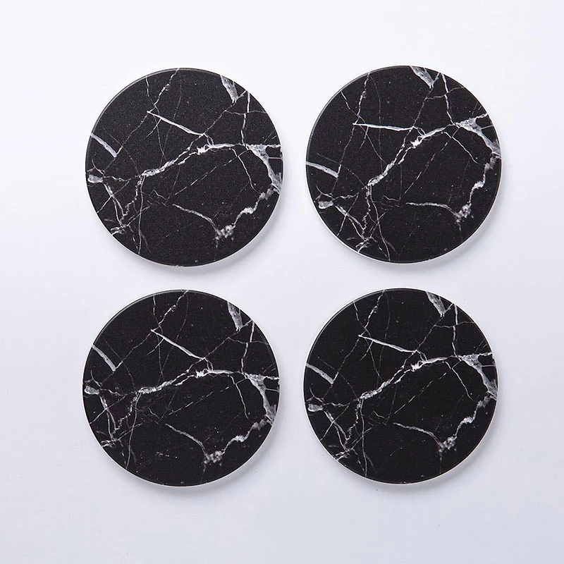 KSP Ceramica 'Marble' Printed Ceramic Coaster - Set of 4 (Black)