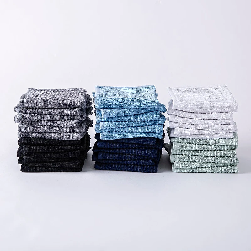 KSP Soft Touch 100% Recycled Cotton Wash Cloth - Set/6 (Light Blue)
