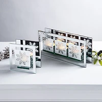 KSP Christmas Mirror 'Snowflake' Glass Tealight Holder -Light